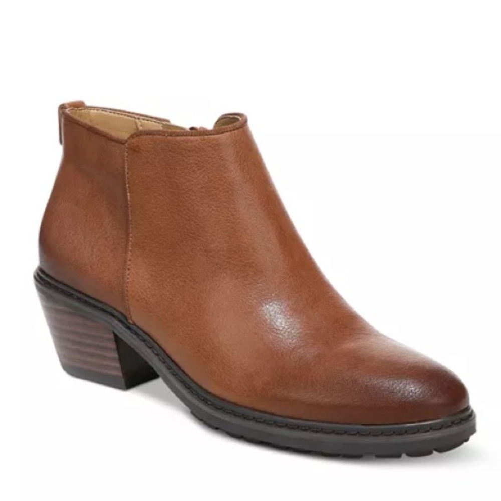 SAM EDELMAN Pryce Stack Heel Ankle Booties Brown Tan Size 7.5